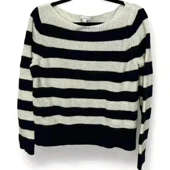 Gap Women's Striped Boat Neck  Sweater cream /Navy Blue Size Large - Picture 1 of 4
